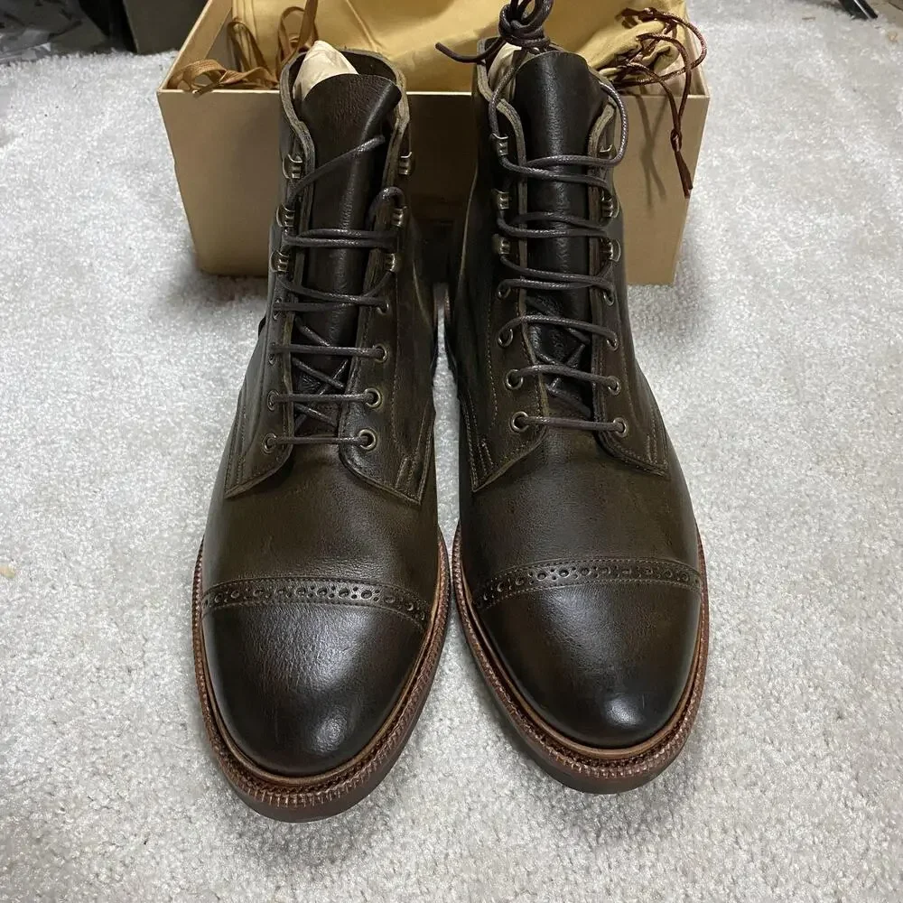 Meermin Boots Mens 10.5E Green Naked Kudu Cap Toe Combat Double Commando 514667